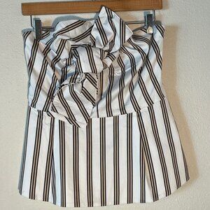 NWT 7th Avenue Strapless Bandeau Top with‎ Bow Front Side Zip Size M